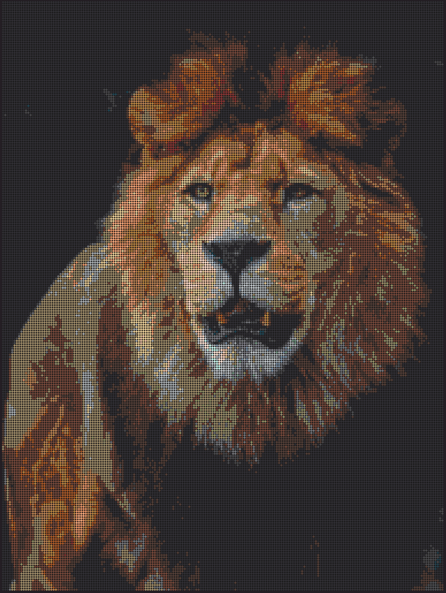 Löwe 1 – Pixel-Art Mosaik Set aus Klemmbausteinen | Tiermotiv Wandbild DIY